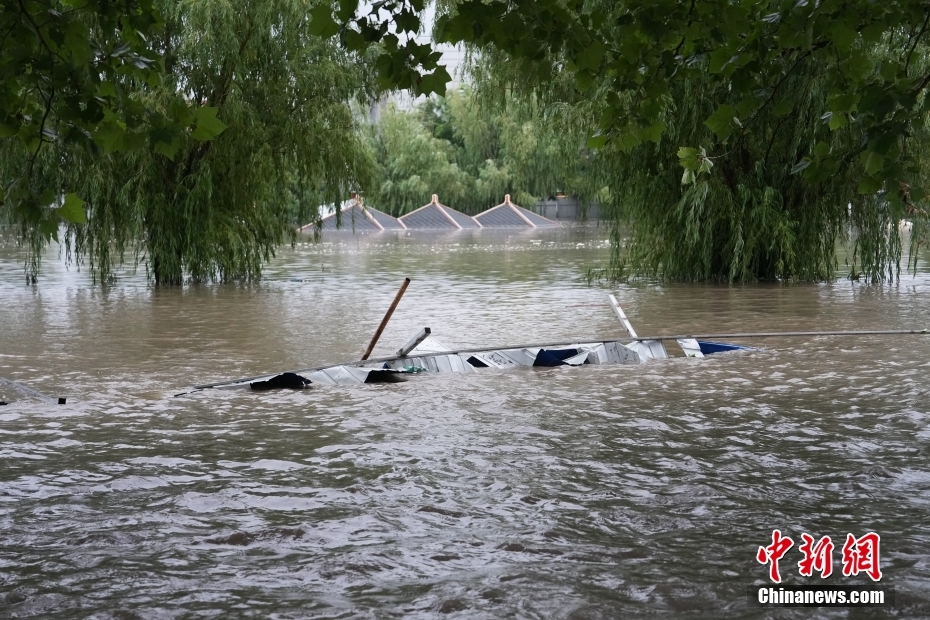 北京房山区琉璃河镇琉璃河湿地公园部分区域被大石河水淹没 北京房山区琉璃河镇琉璃河湿地公园部分区域被大石河水淹没